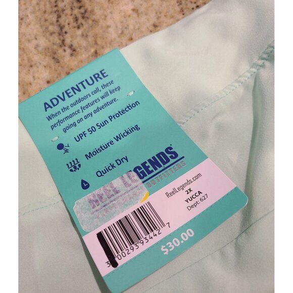 New! Reel Legends Plus Adventure Shorts Size 2X Yucca Green Pull On Zip Pocket - Picture 10 of 14